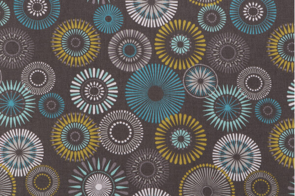 Covington Starburst Printed Cotton Drapery Fabric in Multi