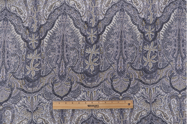 Richloom Saraya Printed Linen Blend Drapery Fabric in Slate 