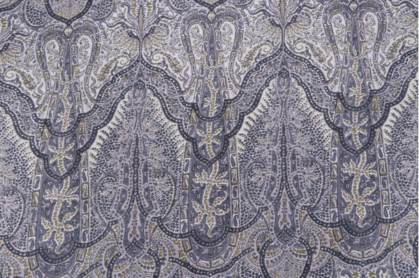 Richloom Saraya Printed Linen Blend Drapery Fabric in Slate 