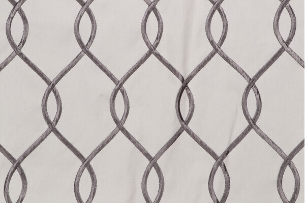 Russo Embroidered Drapery Fabric in Sterling