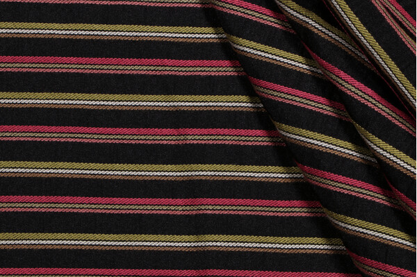 Stripe Woven Upholstery Fabric in Raspberry