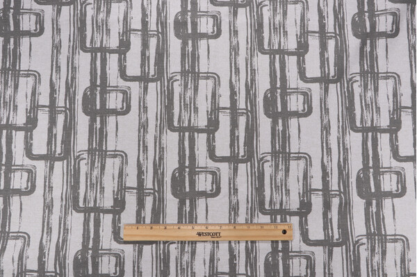Galvan Printed Linen Drapery Fabric in Grey