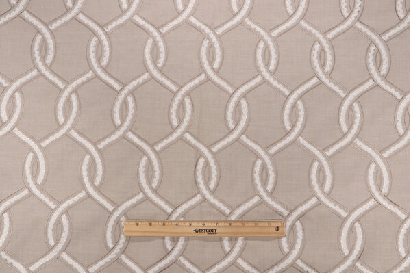 Molina Embroidered Drapery Fabric in Linen