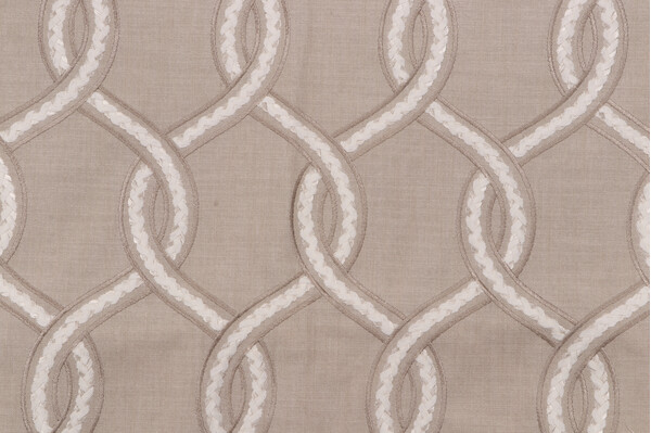 Molina Embroidered Drapery Fabric in Linen