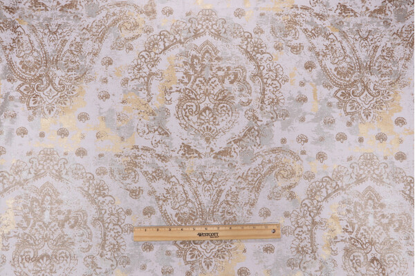 Ester Printed Linen Drapery Fabric in Beige