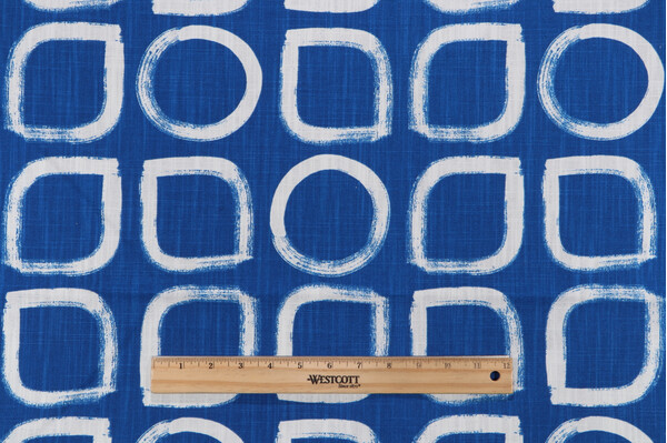 Hinton Printed Linen Drapery Fabric in Blue