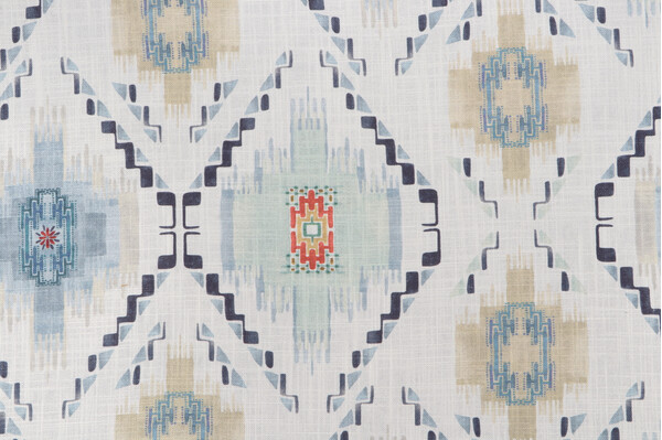 Belle Maison Southwest Printed Linen Drapery Fabric in Multi