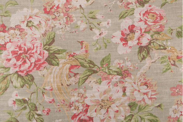 Waverly Hidden Pond Printed Cotton Linen Drapery Fabric in Vintage