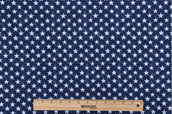 Gail Cadden Let Freedom Ring - USA Patriotic Stars Printed Cotton Craft Fabric in Navy for Timeless Treasures