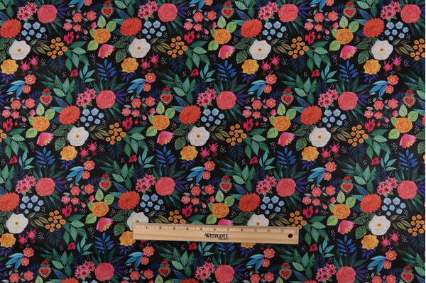 Miriam Bos Holy Frida - Bellezza Printed Cotton Craft Fabric in Coal for Dear Stella