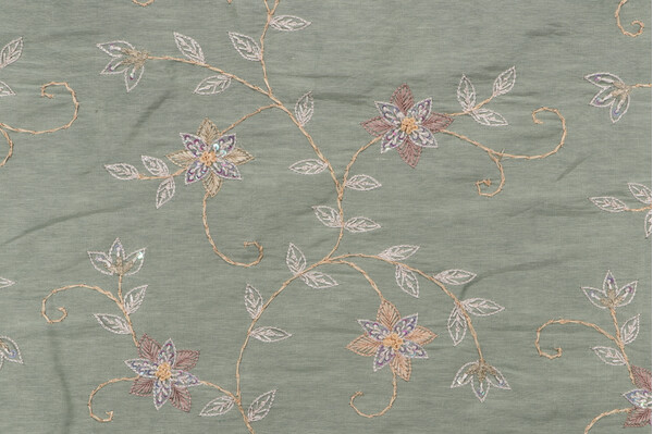 Click for 3.88 Yards Scalamandre Pari Embroidered Silk Blend Decorator Fabric in Jade Scalamandre Pari Embroidered Silk Blend Decorator Fabric in Jade