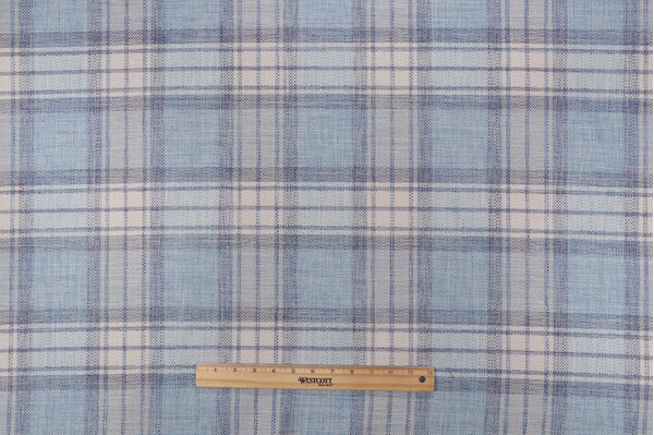 Waverly Kintyre Plaid Woven Upholstery Fabric in Caspian