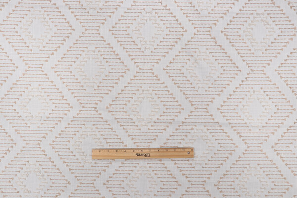 Keota Embroidered Drapery Fabric in Linen