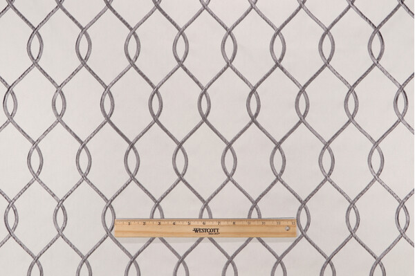Russo Embroidered Drapery Fabric in Sterling