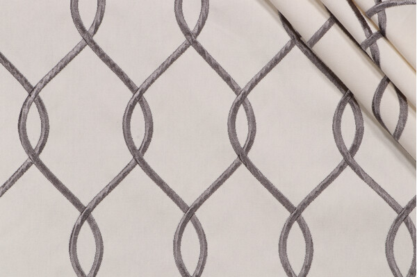Russo Embroidered Drapery Fabric in Sterling
