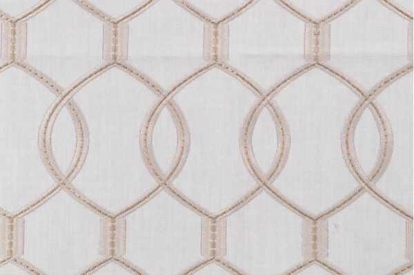 Hourglass Embroidered Drapery Fabric in Snow