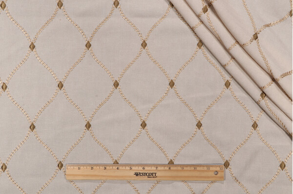 Mill Creek Engaging Embroidered Drapery Fabric in Ecru