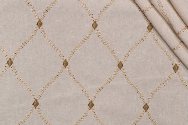 Mill Creek Engaging Embroidered Drapery Fabric in Ecru