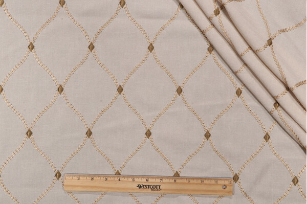 Mill Creek Engaging Embroidered Drapery Fabric in Ecru