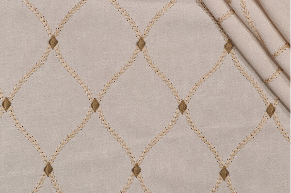 Mill Creek Engaging Embroidered Drapery Fabric in Ecru