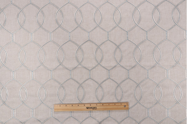 Hourglass Embroidered Drapery Fabric in Sky