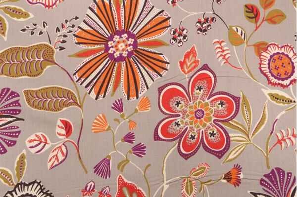 Karina Printed Cotton Drapery Fabric in Tango