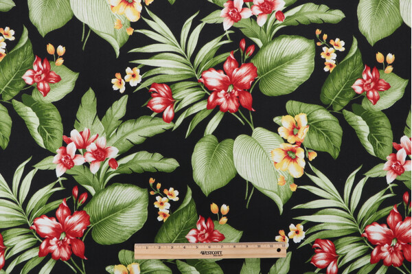 Richloom Davilla Printed Polyester Outdoor Fabric in Noir