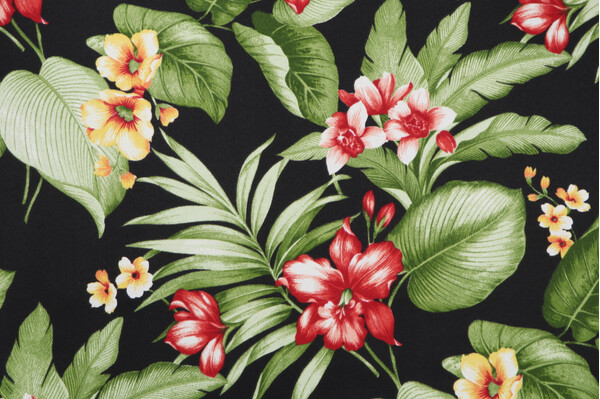 Richloom Davilla Printed Polyester Outdoor Fabric in Noir