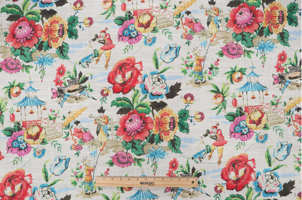 PK Lifestyles Travel Diary Printed Cotton Blend Drapery Fabric in Chiffon