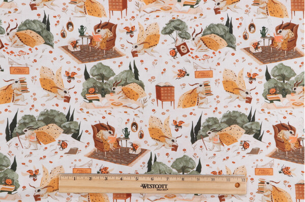 Dear Stella Bookish - Bookish Printed Cotton Craft Fabric in Gardenia