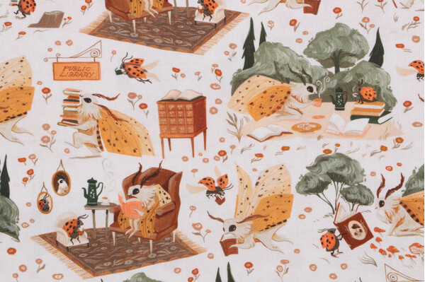 Dear Stella Bookish - Bookish Printed Cotton Craft Fabric in Gardenia