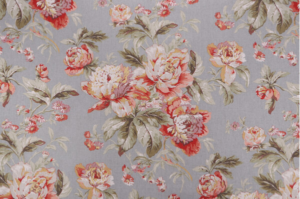 Waverly Fleuretta Printed Cotton Drapery Fabric in Slate