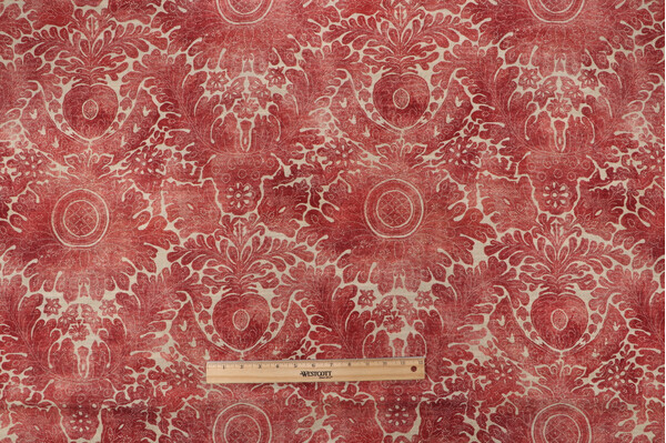 Waverly Damask Sarong Printed Cotton Blend Drapery Fabric in Poppy