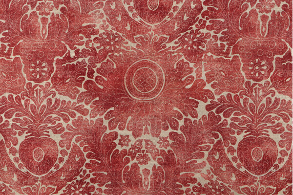 Waverly Damask Sarong Printed Cotton Blend Drapery Fabric in Poppy