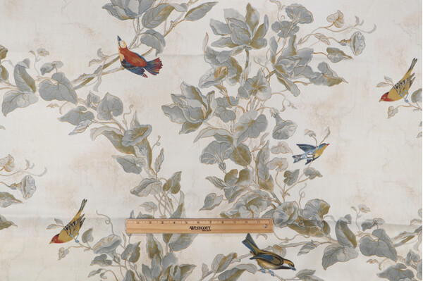 Reigate Printed Cotton Drapery Fabric in Parchment