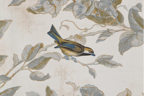 Reigate Printed Cotton Drapery Fabric in Parchment