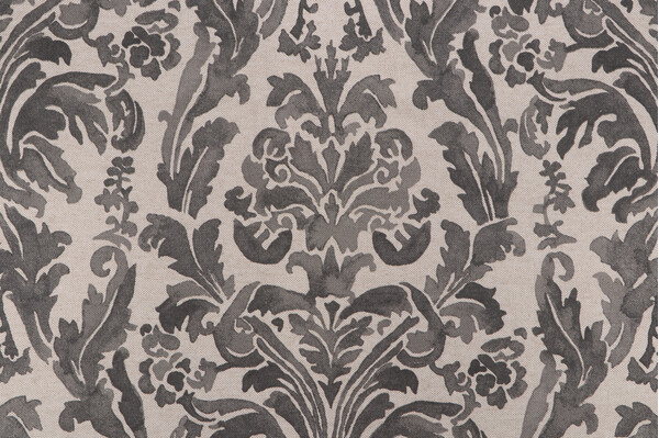 Lacefield Gable Damask Printed Drapery Fabric in Stone