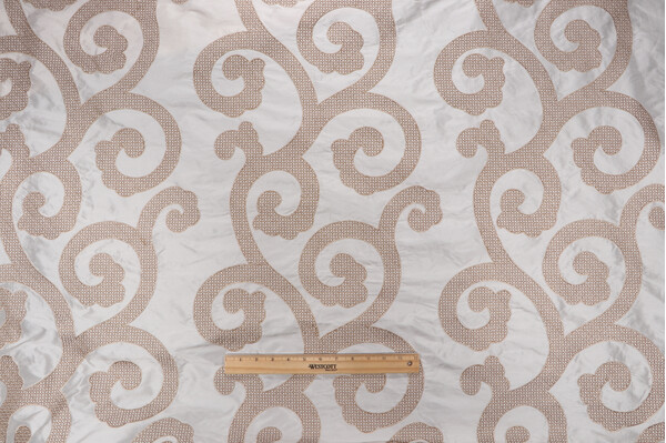 Minetta Embroidered Silk Decorator Fabric in Natural