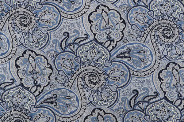 Waverly Paddock Shawl Printed Cotton Twill Drapery Fabric in Porcelain