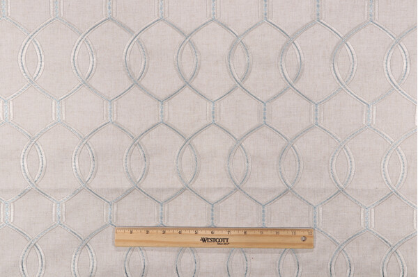 Hourglass Embroidered Drapery Fabric in Mineral