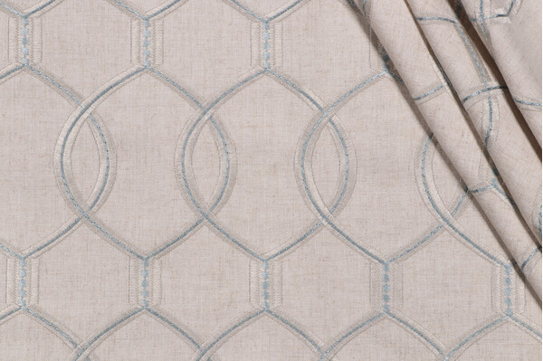 Hourglass Embroidered Drapery Fabric in Mineral