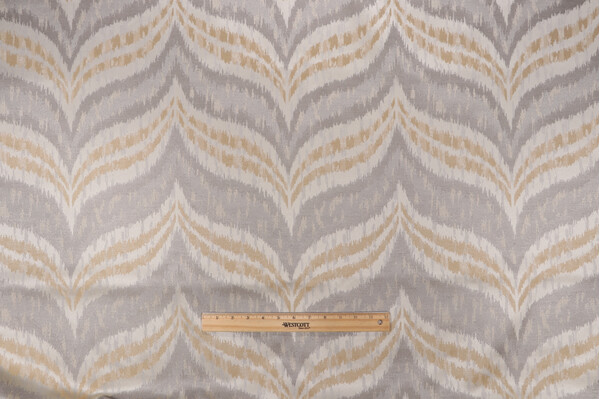 Zemlya Tapestry Upholstery Fabric in Gray Gold