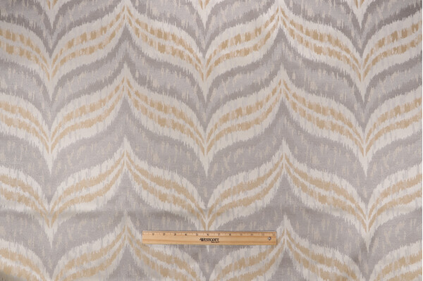 Zemlya Tapestry Upholstery Fabric in Gray Gold