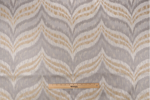Zemlya Tapestry Upholstery Fabric in Gray Gold