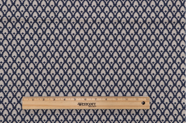 Lacefield Calais Printed Linen Drapery Fabric in Indigo