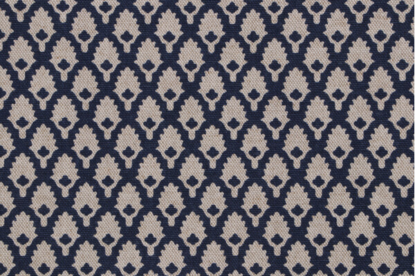 Lacefield Calais Printed Linen Drapery Fabric in Indigo