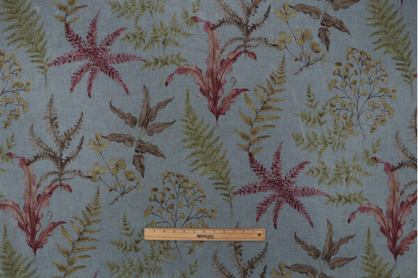 Click for 1 Yard Old World Weavers Woodbury Sheer Printed Drapery Fabric in Aqua Berry 1 Yard Old World Weavers Woodbury Sheer Printed Drapery Fabric in Aqua Berry