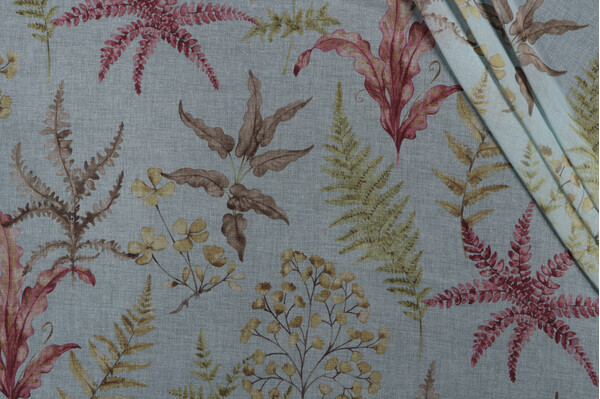 Click for 1 Yard Old World Weavers Woodbury Sheer Printed Drapery Fabric in Aqua Berry 1 Yard Old World Weavers Woodbury Sheer Printed Drapery Fabric in Aqua Berry