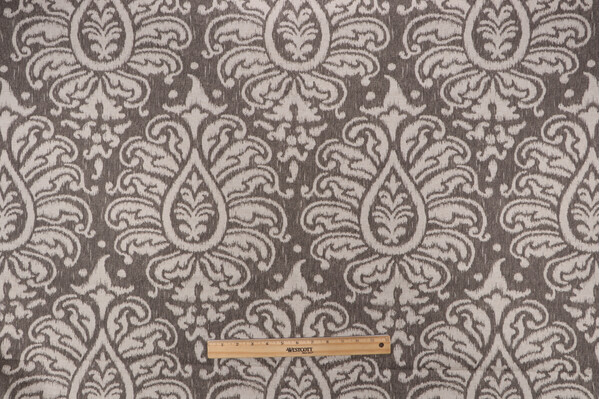 Damask Printed Drapery Fabric in Grey