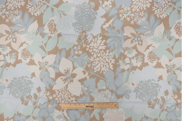 Claude Polyolefin Tapestry Outdoor Fabric in Aqua